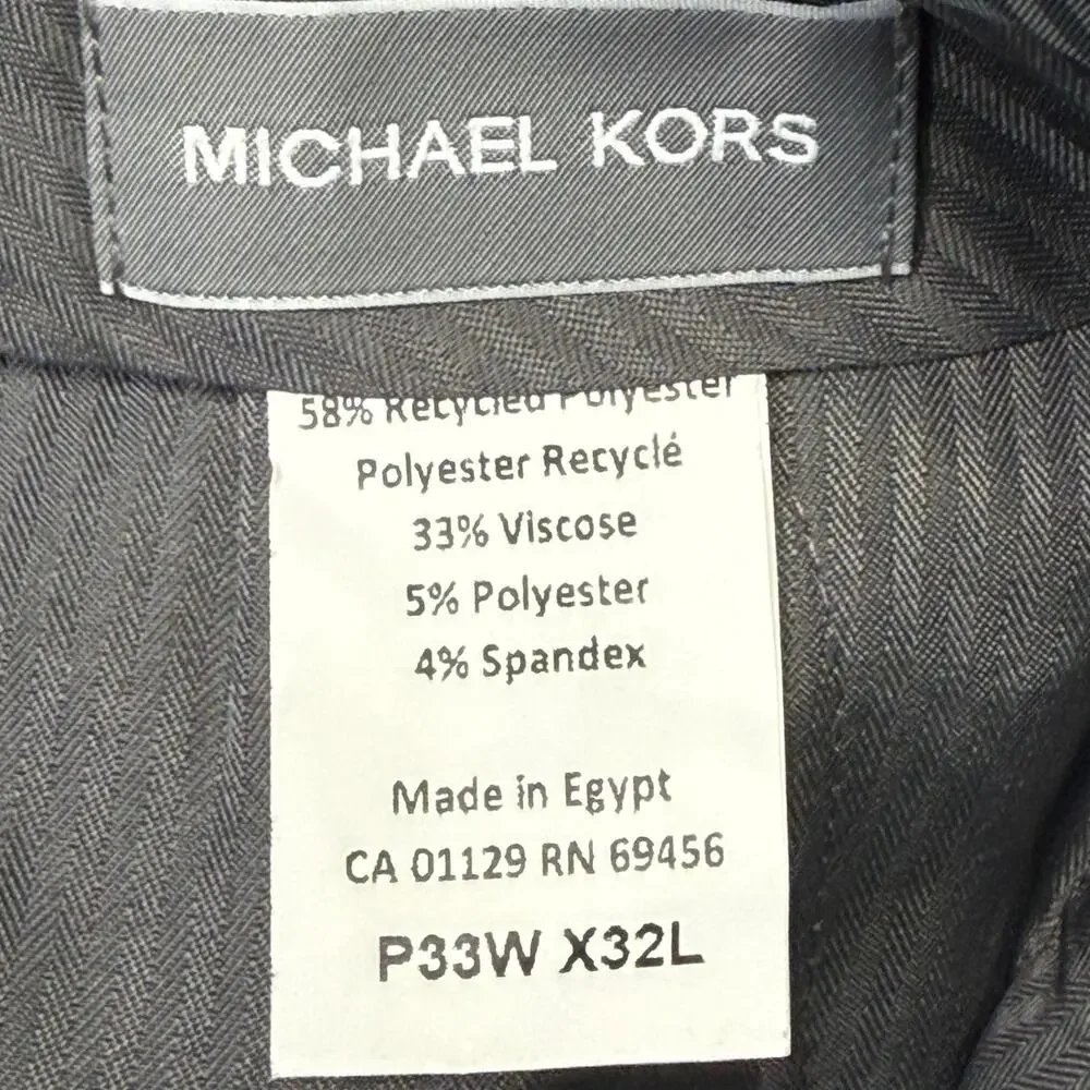 Michael Kors Men's Pleated Solid Classic Fit Pants Gray 33x32 $95
